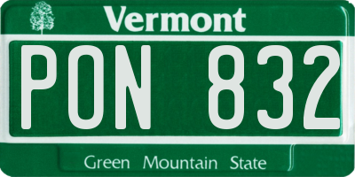 VT license plate PON832