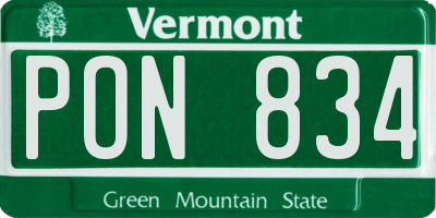 VT license plate PON834