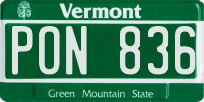 VT license plate PON836