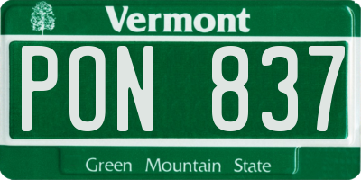 VT license plate PON837