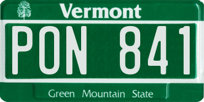 VT license plate PON841