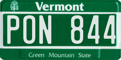 VT license plate PON844