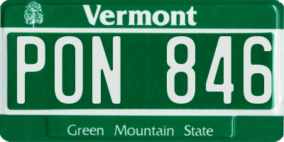 VT license plate PON846