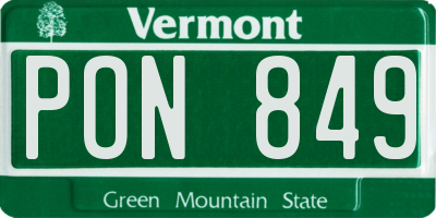 VT license plate PON849