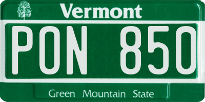 VT license plate PON850