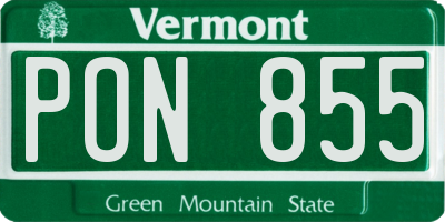 VT license plate PON855