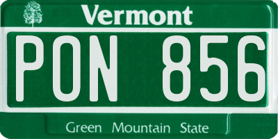 VT license plate PON856