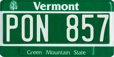 VT license plate PON857
