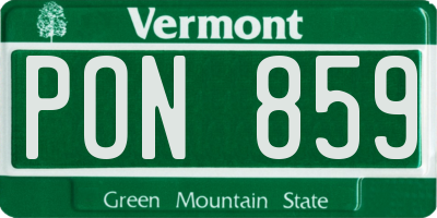 VT license plate PON859