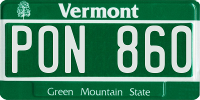 VT license plate PON860