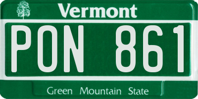VT license plate PON861