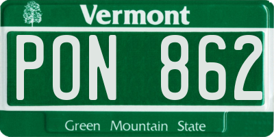 VT license plate PON862