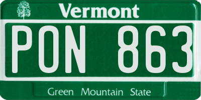 VT license plate PON863