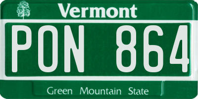 VT license plate PON864