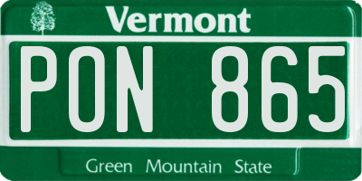 VT license plate PON865