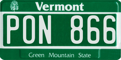 VT license plate PON866