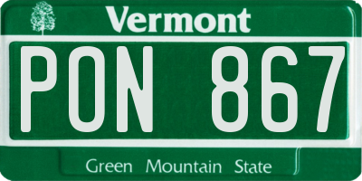 VT license plate PON867