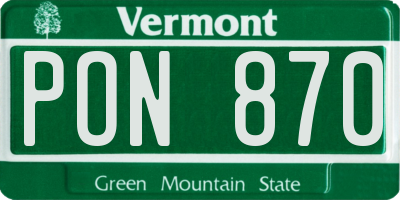 VT license plate PON870
