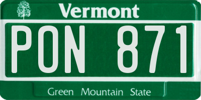 VT license plate PON871