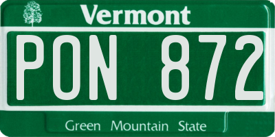 VT license plate PON872