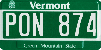 VT license plate PON874