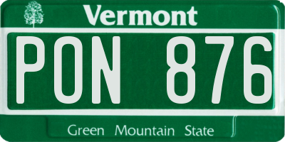 VT license plate PON876