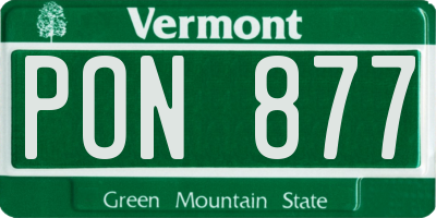 VT license plate PON877
