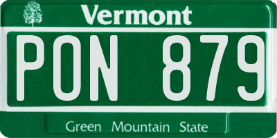 VT license plate PON879