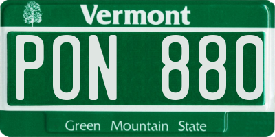 VT license plate PON880