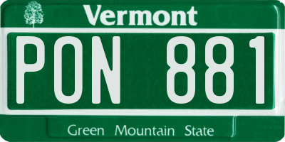 VT license plate PON881