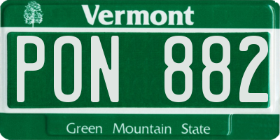 VT license plate PON882