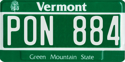 VT license plate PON884