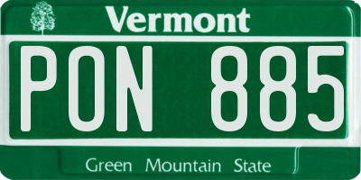 VT license plate PON885