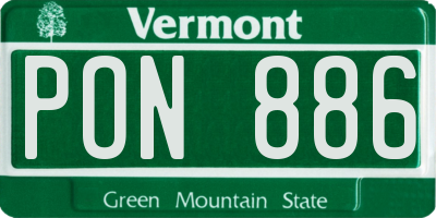 VT license plate PON886