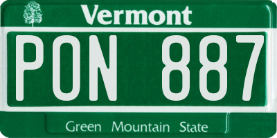 VT license plate PON887