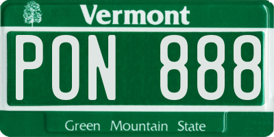 VT license plate PON888