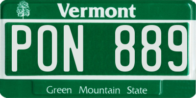 VT license plate PON889