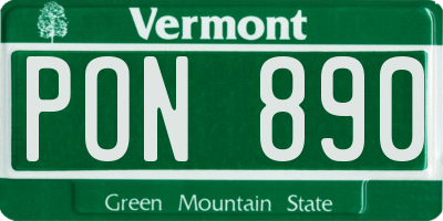 VT license plate PON890