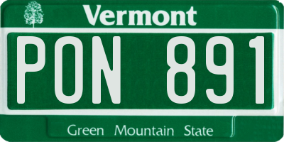 VT license plate PON891