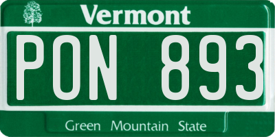 VT license plate PON893