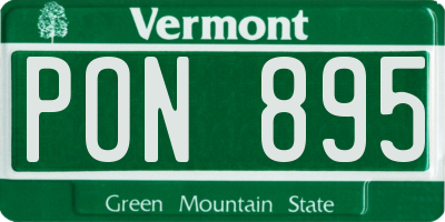 VT license plate PON895