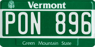 VT license plate PON896