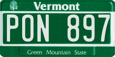 VT license plate PON897