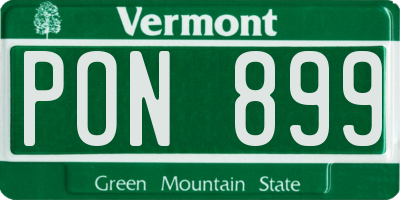 VT license plate PON899
