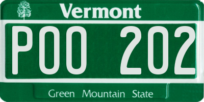 VT license plate POO202