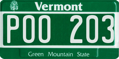 VT license plate POO203