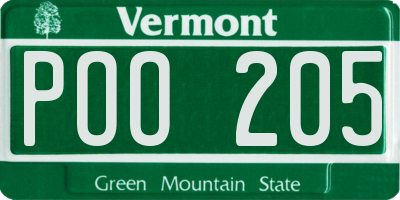 VT license plate POO205