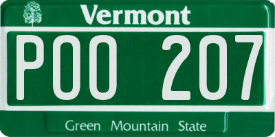 VT license plate POO207