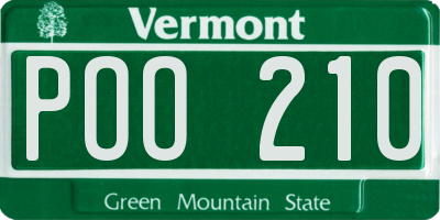 VT license plate POO210