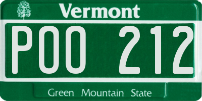 VT license plate POO212